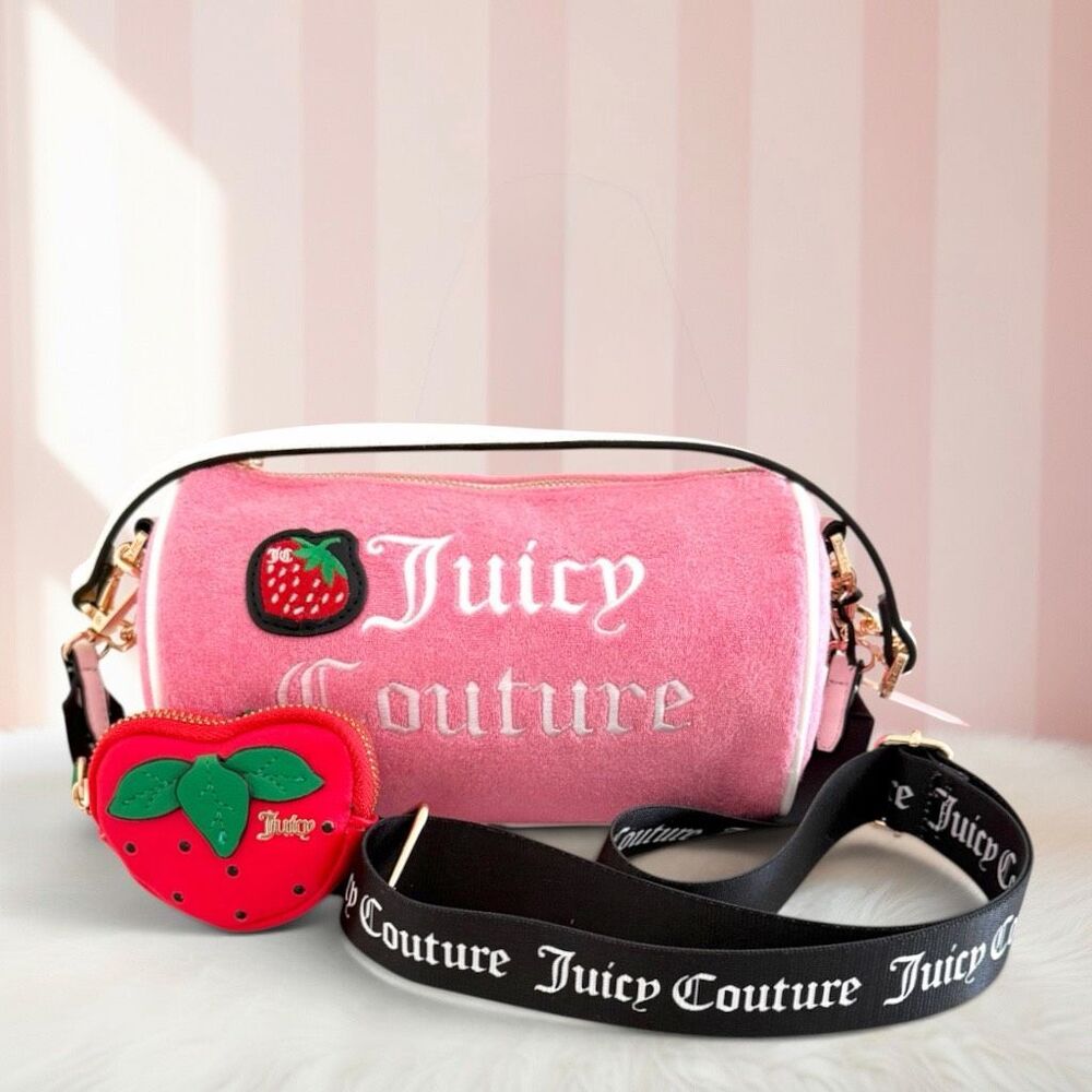 Juicy Couture Pink Strawberry Sweet n Juicy Barrel Bag w/ coin pouch Crossbody